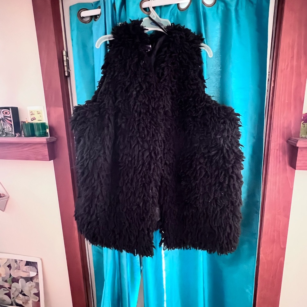 Black Faux Fur Vest